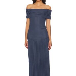 Lioness Off-Shoulder Maxi Dress in Navy